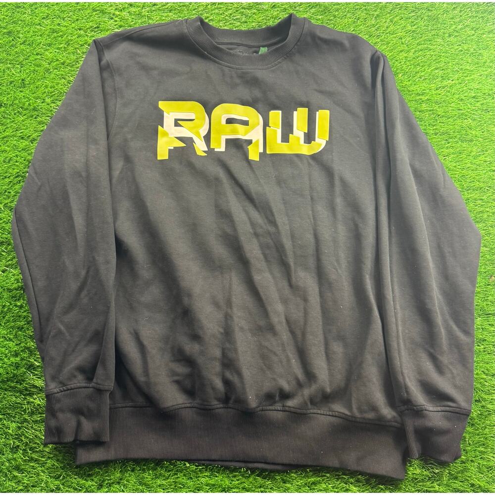 G-Star RAW Originals Men’s Sweatshirt Black Crewneck Pullover Logo Jumper XXL